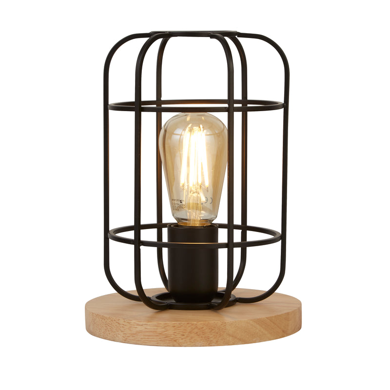 Searchlight 81951-1BK Vision Table Lamp - Matt Black Metal & Wood