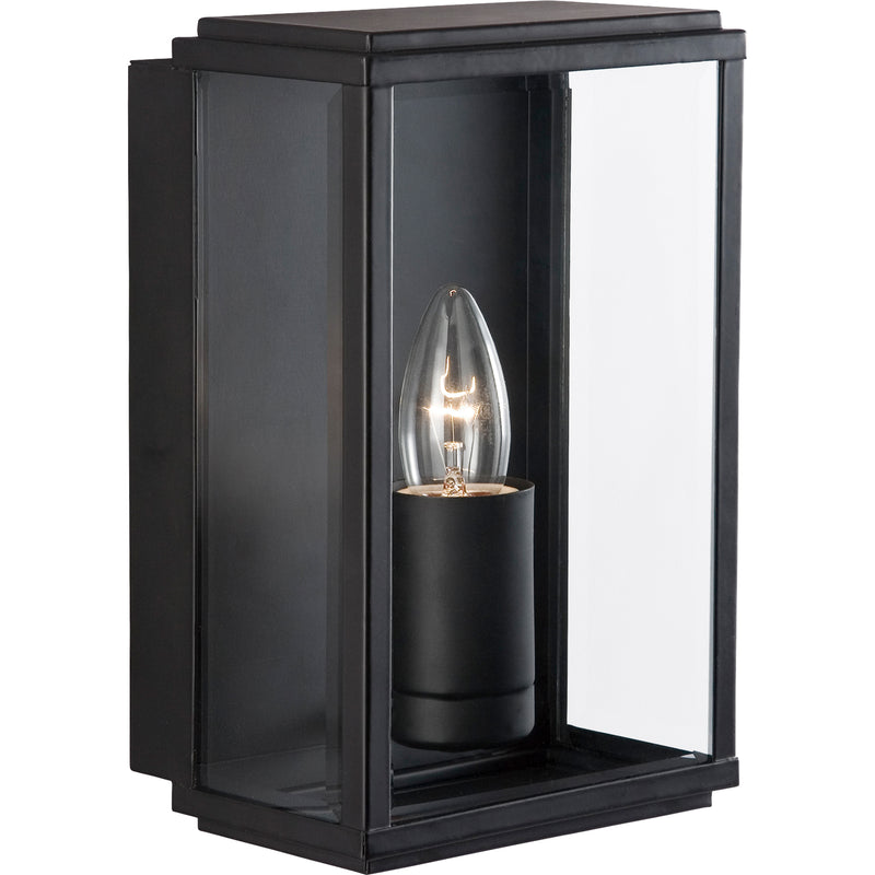 Searchlight 8204BK Box Outdoor Wall Light - Black Metal & Glass