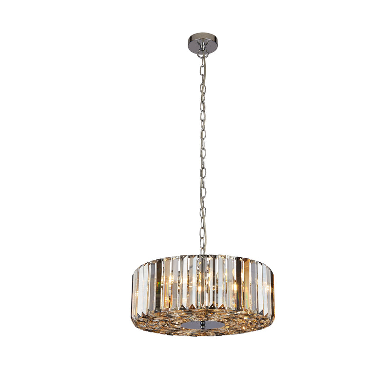 Searchlight 82101-4CC Chapeau 4Lt Pendant/Semi-Flush -  Amber, Smoke & Crystal