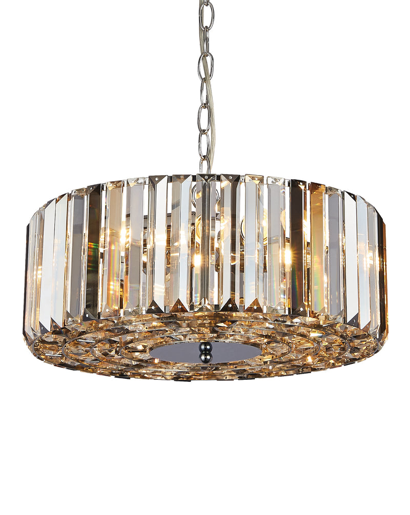 Searchlight 82101-5CC Chapeau 5Lt Pendant/Semi-Flush - Chrome & Mixed Glass