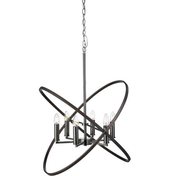 Searchlight 8246-6PW Hoopla 6Lt Pendant - Pewter Metal