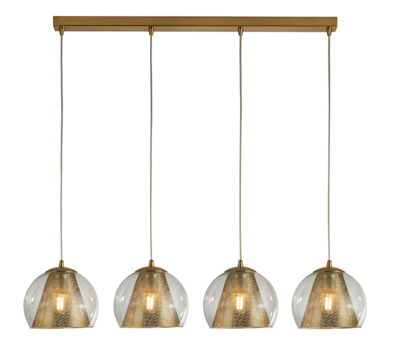 Searchlight 8274-4SB Conio 4Lt Pendant - Satin Brass Metal & Glass