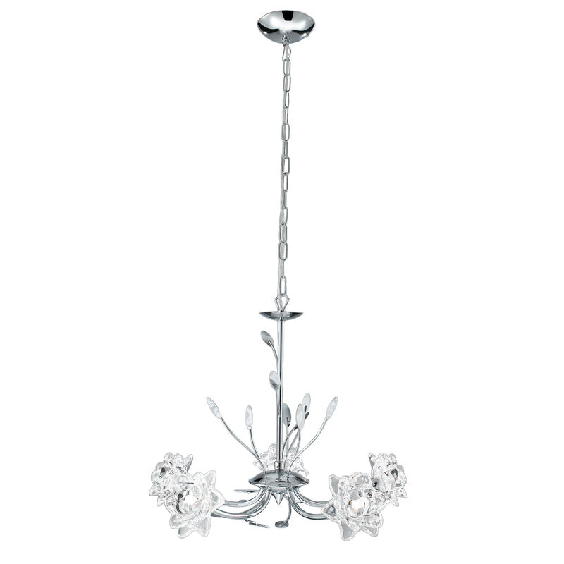 Searchlight 8285-5CC Bellis 5Lt Pendant - Chrome Metal & Clear Glass