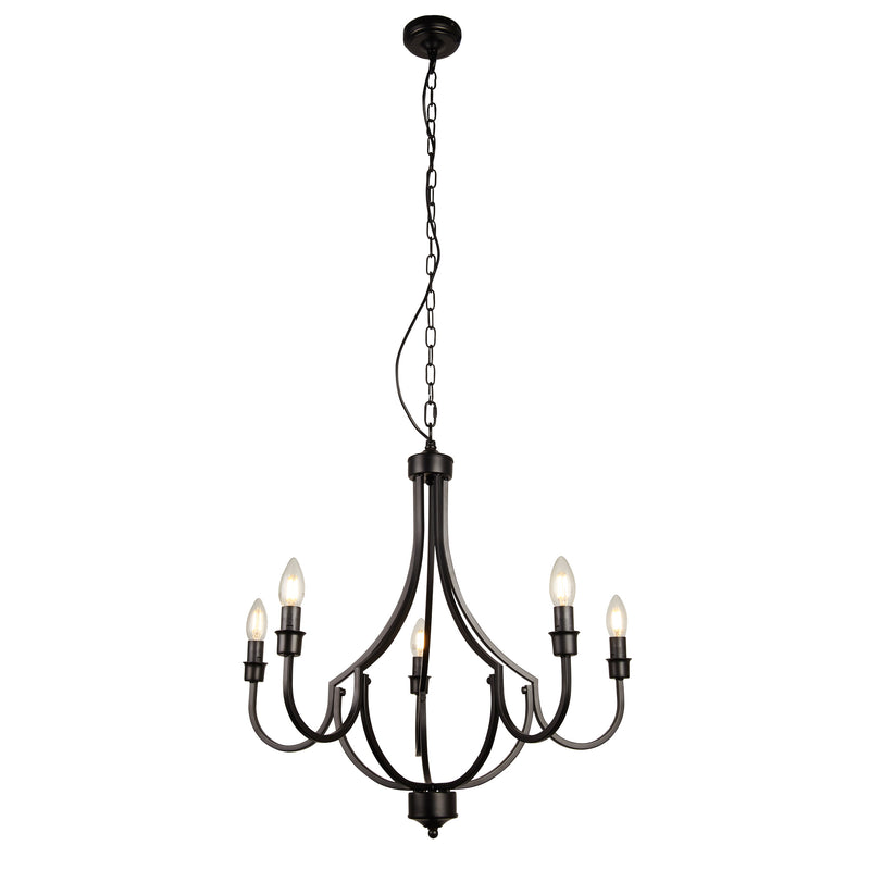 Searchlight 82915-5BK Lodge 5Lt Pendant - Black Metal