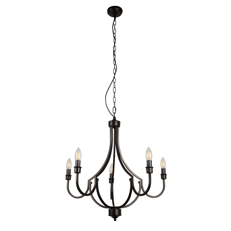 Searchlight 82915-5BK Lodge 5Lt Pendant - Black Metal