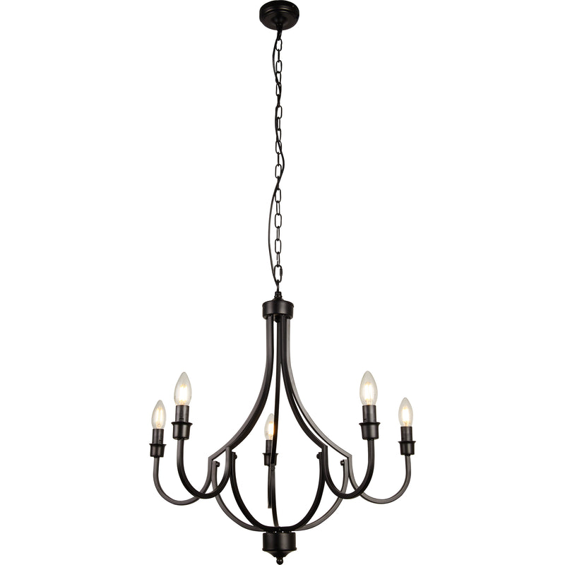 Searchlight 82915-5BK Lodge 5Lt Pendant - Black Metal