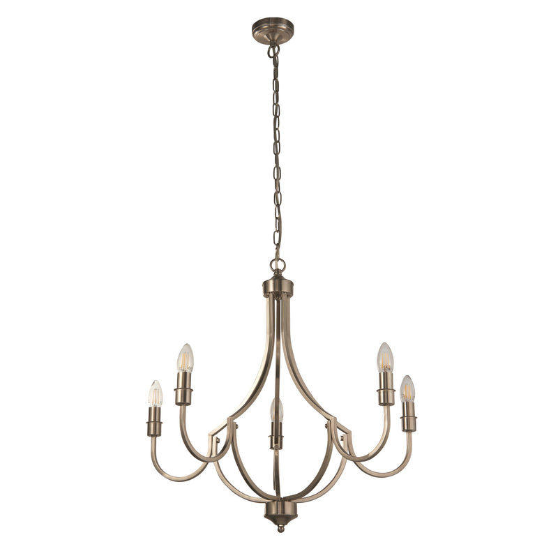 Searchlight 82915-5SS Lodge 5Lt Pendant - Satin Silver Metal