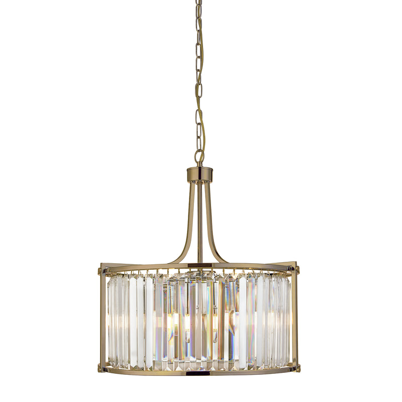 Searchlight 8295-5AB Victoria 5Lt Pendant - Antique Brass Metal & Clear Crystal