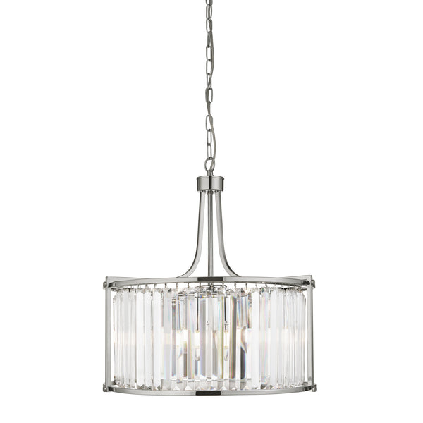 Searchlight 8295-5CC Victoria  5Lt Drum Pendant  - Chrome Metal & Clear Crystal