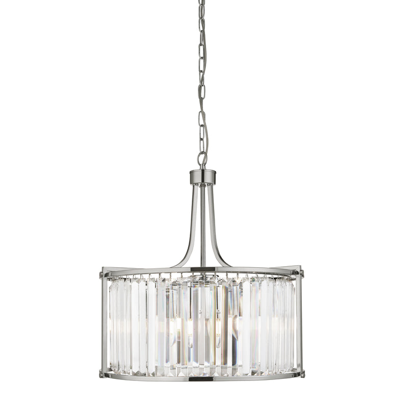 Searchlight 8295-5CC Victoria  5Lt Drum Pendant  - Chrome Metal & Clear Crystal