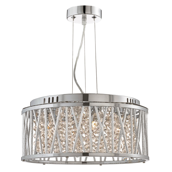 Searchlight 8334-4CC Elise 4Lt Pendant to Semi-Flush - Chrome Metal & Crystal