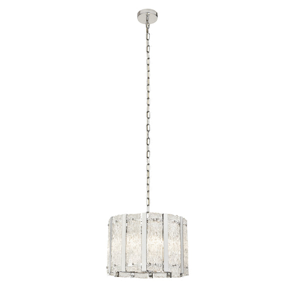 Searchlight 8405-5SS Alexandra 5Lt Pendant - Satin Silver & Aquatex Glass