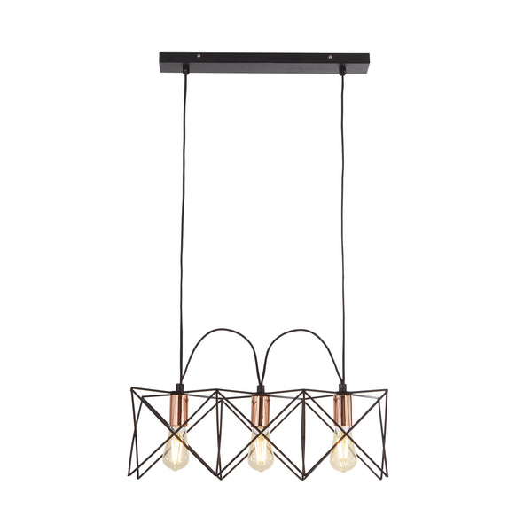 Searchlight 8413-3BK Anthea 3Lt Pendant - Black Metal & Copper