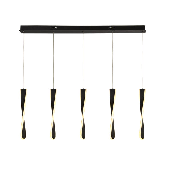 Searchlight 8675-5BK Paddle 5Lt Bar Pendant - Black Metal & Opal Silicon