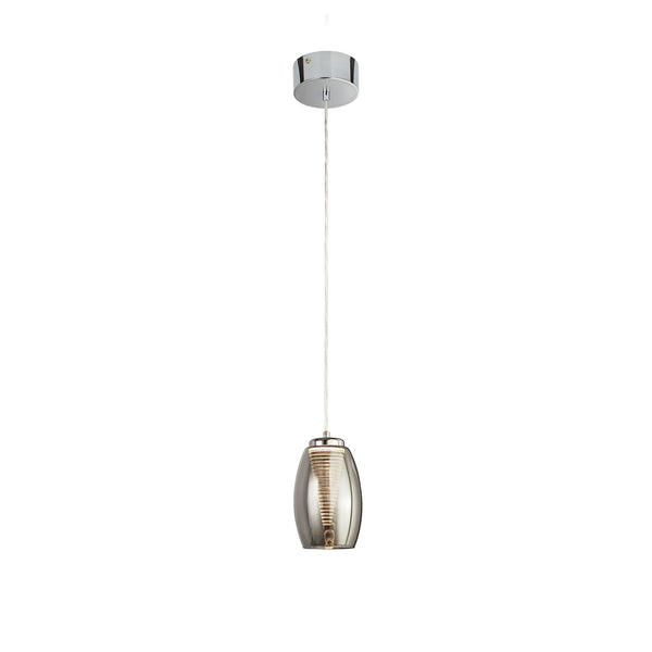 Searchlight 97291-1SM Cyclone Pendant - Chrome & Smoked Glass