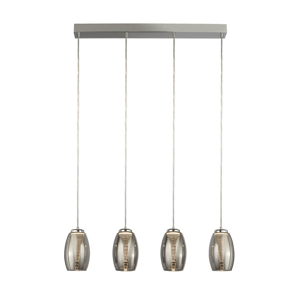 Searchlight 97292-4SM Cyclone 4Lt Bar Pendant - Chrome Metal & Smoked Glass