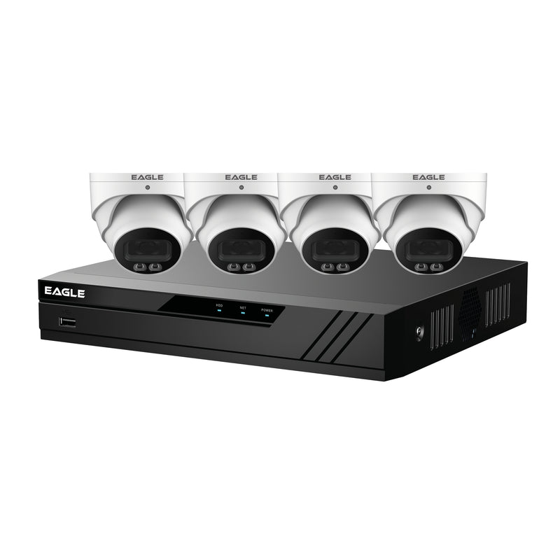 Eagle CV-8IP-4DOME-2TB-W 4MP IP Full-Colour CCTV Kit w/ NVR & 4 Cameras - White