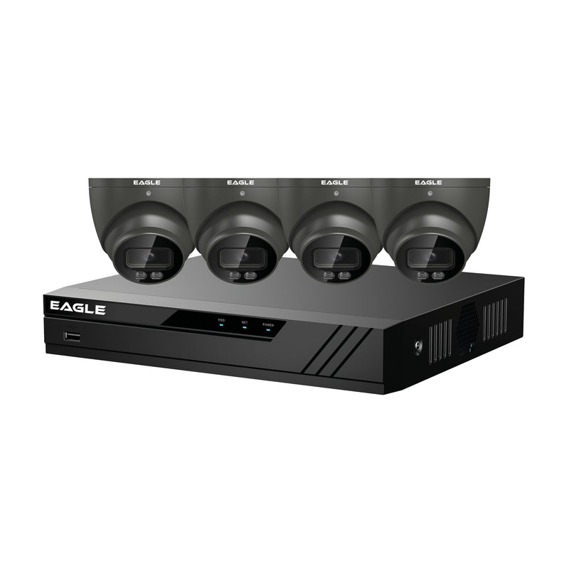 Eagle CVPLUS-8-4DOME-1TB-G 5MP HDCVI Full-Colour CCTV Kit w/ DVR & 4 Cameras - Grey