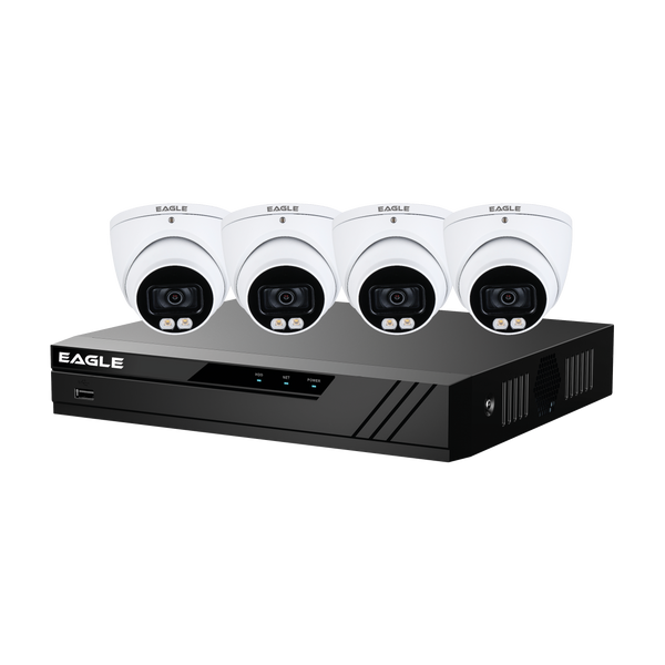 Eagle CVPLUS-8-4DOME-1TB-W 5MP HDCVI Full-Colour CCTV Kit w/ DVR & 4 Cameras - White