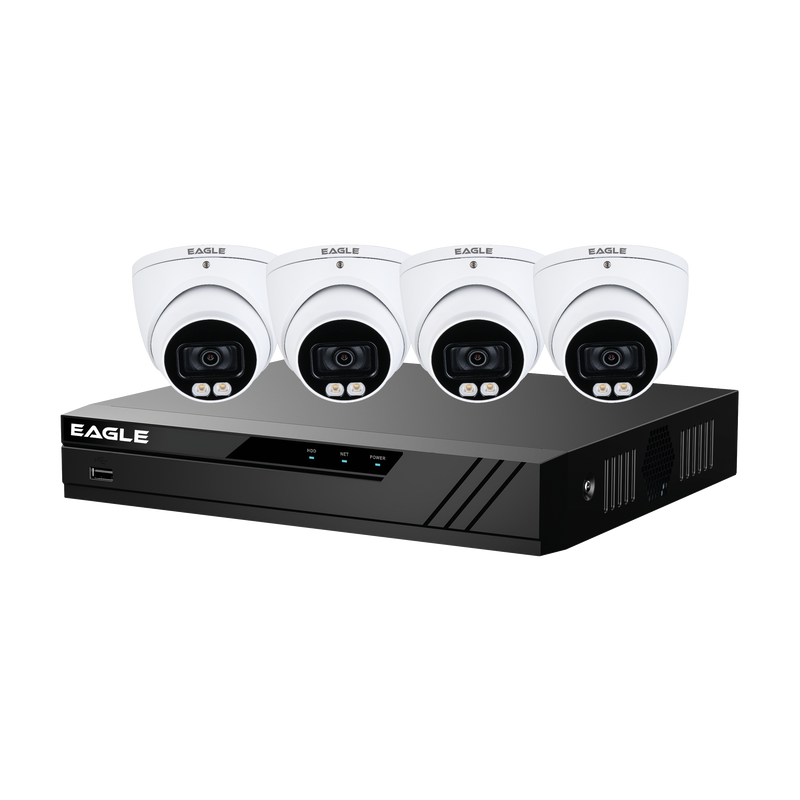 Eagle CVPLUS-8-4DOME-1TB-W 5MP HDCVI Full-Colour CCTV Kit w/ DVR & 4 Cameras - White