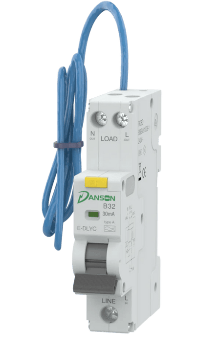 Danson E - DLYC2132 32A, Compact Single Pole 6kA RCBO, B Curve 30mA A Type - Danson - Falcon Electrical