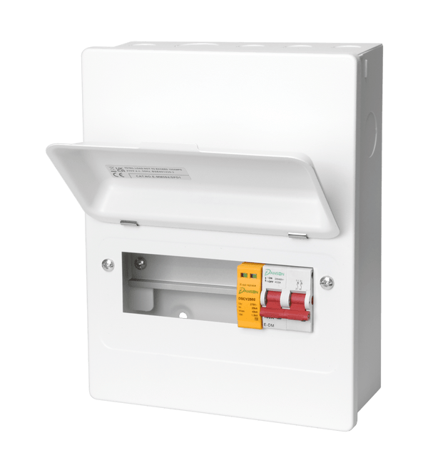 Danson E - MM084 - SPD1 8 Module (5 Usable Ways) Consumer Unit 100A Switch Disconnector & SPD - Danson - Falcon Electrical