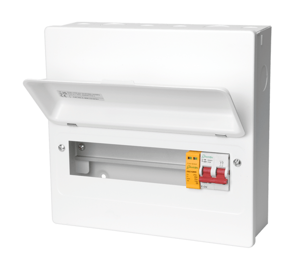 Danson E - MM124 - SPD1 12 module (9 Usable Ways) Consumer Unit 100A Switch Disconnector & SPD - Danson - Falcon Electrical