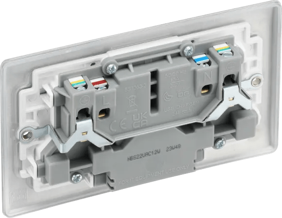 BG NBS22UAC12W Double switched single pole, with USB A + C (12W) - BG - Falcon Electrical