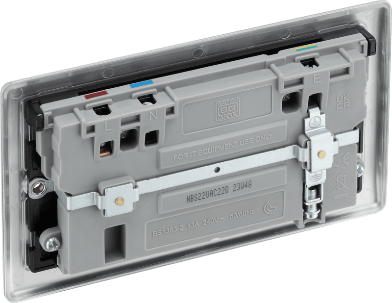 BG NBS22UAC22B Double switched single pole, with USB A + C (22W) - BG - Falcon Electrical