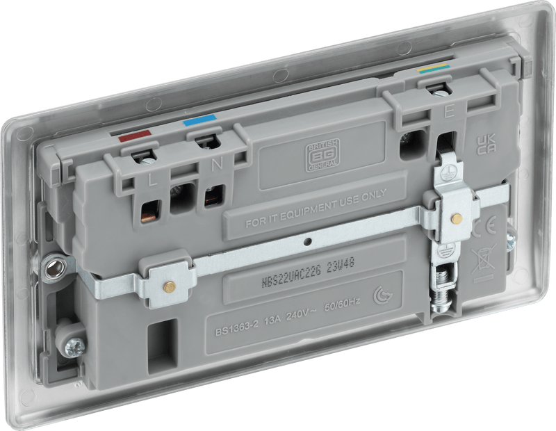 BG NBS22UAC22G Double switched single pole, with USB A + C (22W) - BG - Falcon Electrical