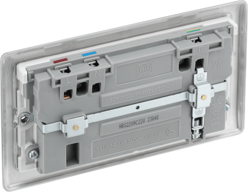 BG NBS22UAC22W Double switched single pole, with USB A + C (22W) - BG - Falcon Electrical