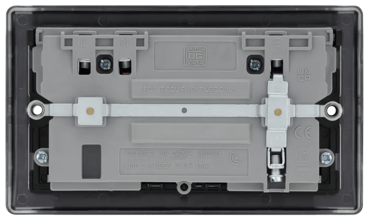 BG NFB22UAC22B Double switched single pole, with USB A + C (22W) - BG - Falcon Electrical