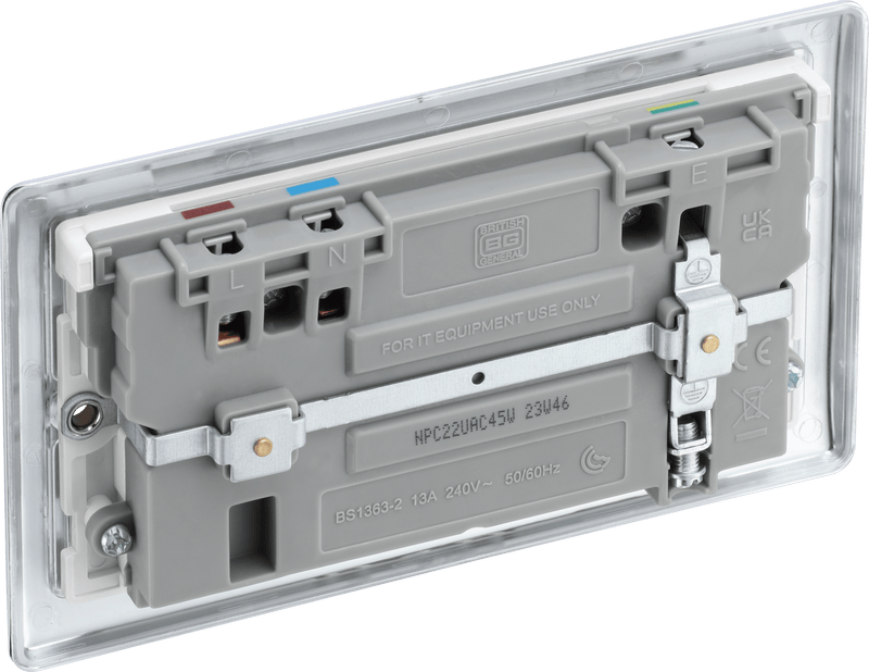 BG NPC22UAC45W Double switched single pole, with USB A + C (45W) - BG - Falcon Electrical