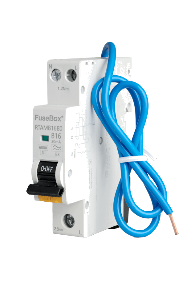 Fusebox RTAMB16BD Bi - Directional MINI 16A B RCBO 1P+N (sw) 30mA 6kA - Fusebox - Falcon Electrical