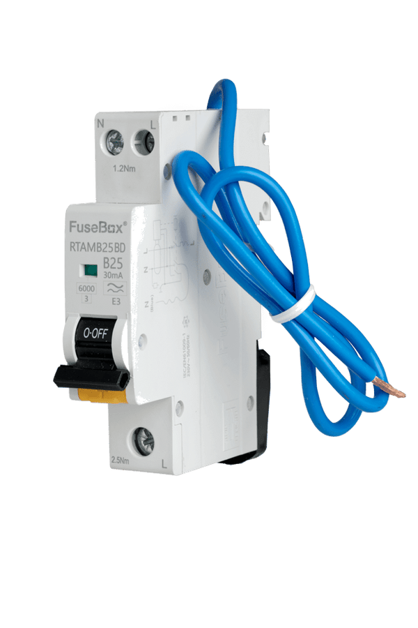 Fusebox RTAMC25BD Bi - Directional *C25 MINI RCBO 40A 6kA 1P+N(sw) 25A C TYPE A - Fusebox - Falcon Electrical