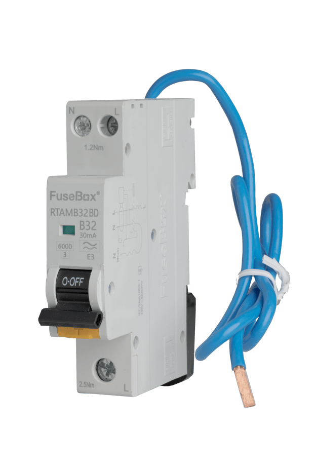 Fusebox RTAMC32BD Bi - Directional *C32 MINI RCBO 40A 6kA 1P+N(sw) 32A C TYPE A - Fusebox - Falcon Electrical