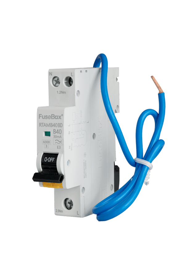 Fusebox RTAMB40BD Bi - Directional MINI 40A B RCBO 1P+N (sw) 30mA 6kA - Fusebox - Falcon Electrical