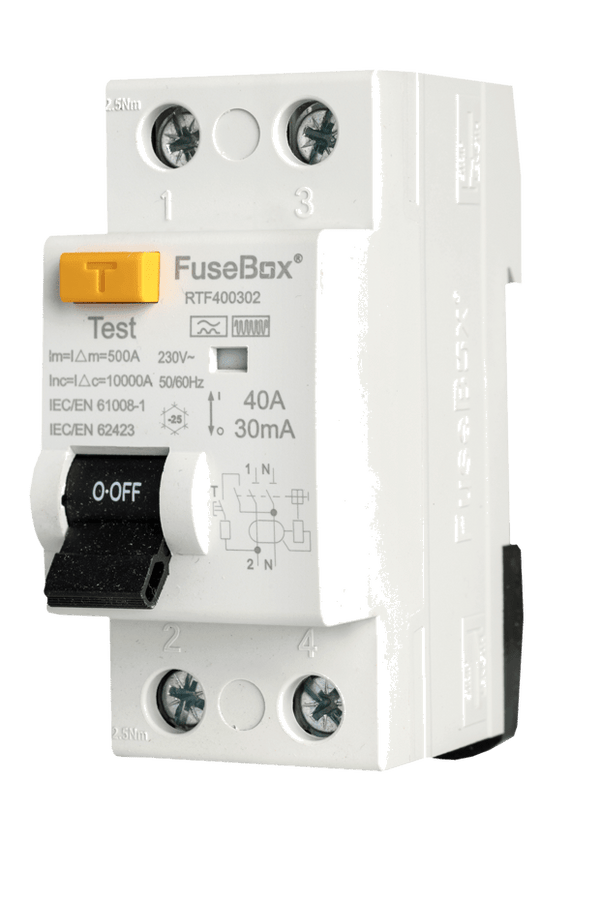 Fusebox RTF400302 TYPE F RCD 40A 30MA 2P - Fusebox - Falcon Electrical