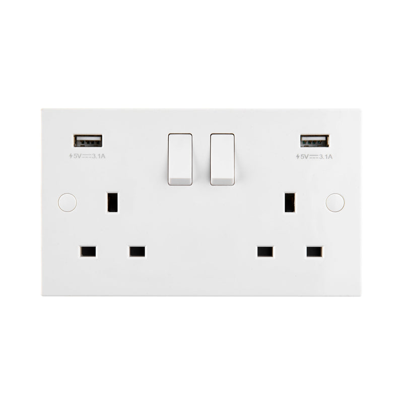 Saxby SE423 13A 2G DP Switched Socket with twin 5V USB