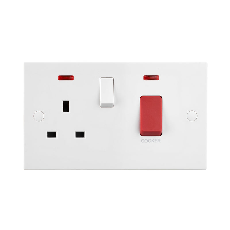 Saxby SE551 45A DP Cooker Switch with 13A Socket with Neon