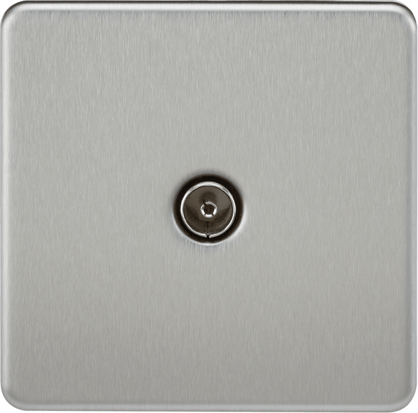 Knightsbridge MLA SF0100BC Screwless 1G TV Outlet (Non-Isolated) - Brushed Chrome - Knightsbridge MLA - Falcon Electrical UK