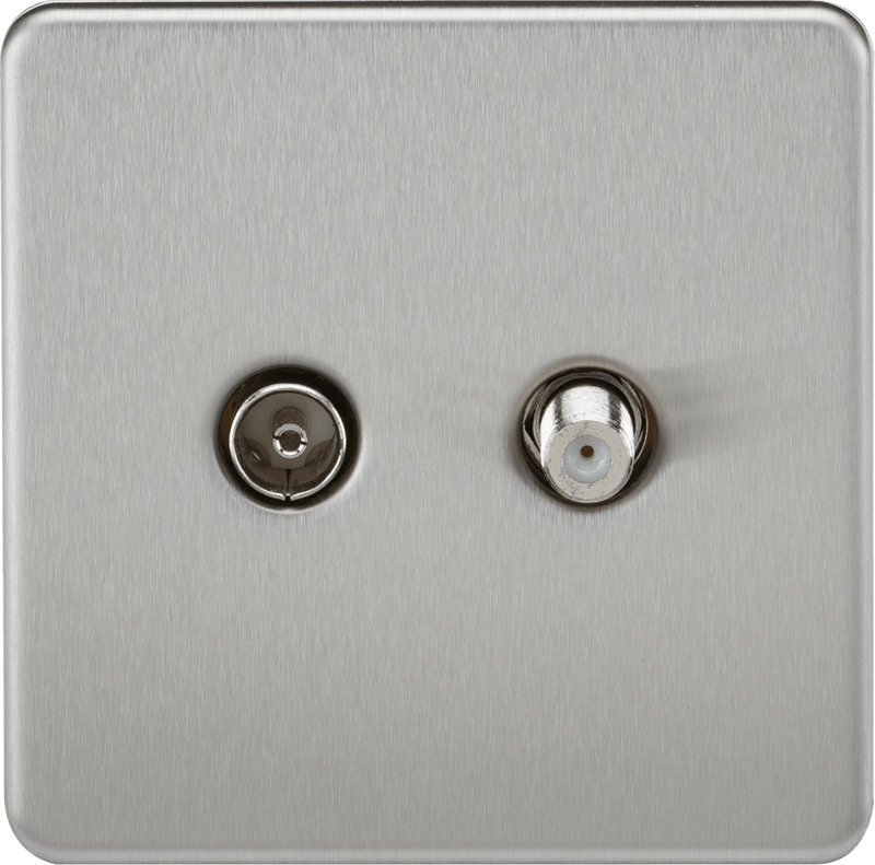 Knightsbridge MLA SF0140BC Screwless TV & SAT TV Outlet (Isolated) - Brushed Chrome - Knightsbridge MLA - Falcon Electrical UK