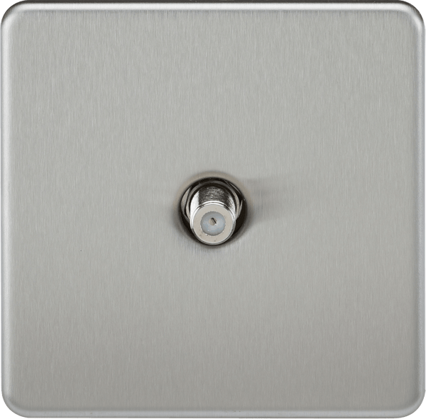 Knightsbridge MLA SF0150BC Screwless 1G SAT TV Outlet (Non-Isolated) - Brushed Chrome - Knightsbridge MLA - Falcon Electrical UK