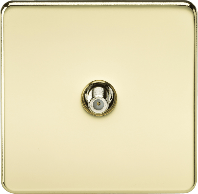 Knightsbridge MLA SF0150PB Screwless 1G SAT TV Outlet (Non-Isolated) - Polished Brass - Knightsbridge MLA - Falcon Electrical UK