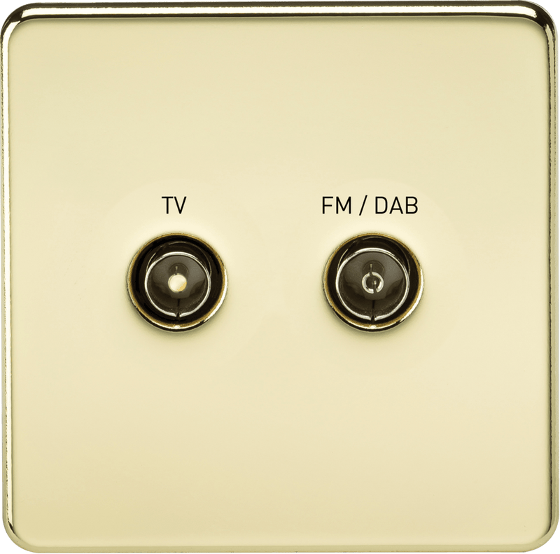 Knightsbridge MLA SF0160PB Screwless Screened Diplex Outlet (TV and FM DAB) - Polished Brass - Knightsbridge MLA - Falcon Electrical UK