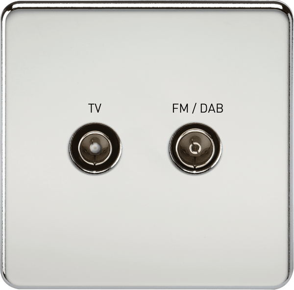 Knightsbridge MLA SF0160PC Screwless Screened Diplex Outlet (TV and FM DAB) - Polished Chrome - Knightsbridge MLA - Falcon Electrical UK