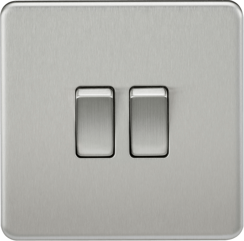 Knightsbridge MLA SF3000BC Screwless 10AX 2G 2-Way Switch - Brushed Chrome - Knightsbridge MLA - Falcon Electrical UK