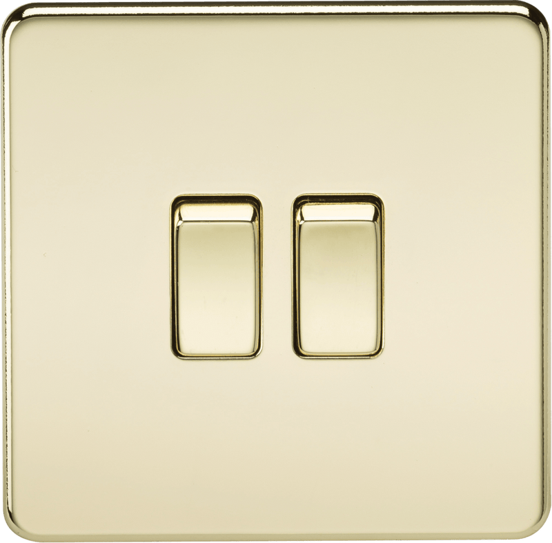 Knightsbridge MLA SF3000PB Screwless 10AX 2G 2-Way Switch - Polished Brass - Knightsbridge MLA - Falcon Electrical UK