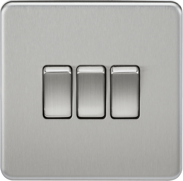 Knightsbridge MLA SF4000BC Screwless 10AX 3G 2-Way Switch - Brushed Chrome - Knightsbridge MLA - Falcon Electrical UK