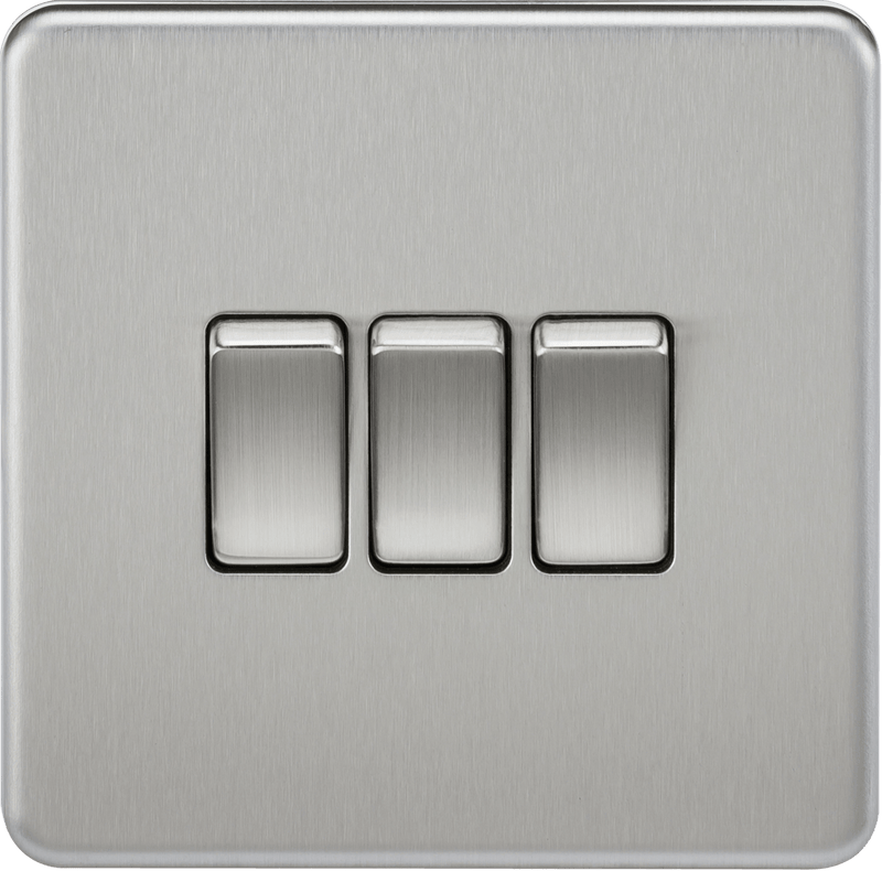 Knightsbridge MLA SF4000BC Screwless 10AX 3G 2-Way Switch - Brushed Chrome - Knightsbridge MLA - Falcon Electrical UK